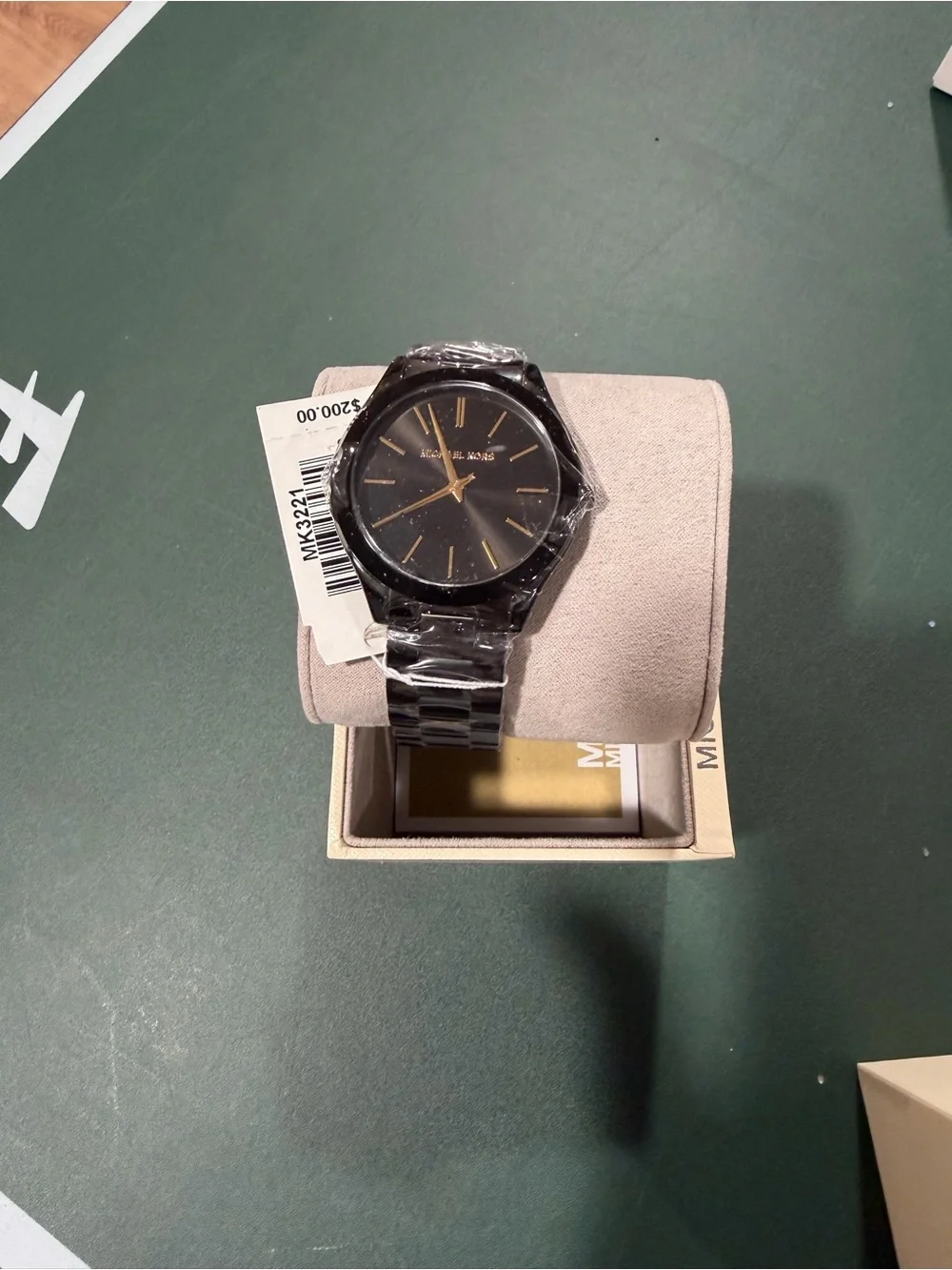 Michael Kors Black and Gold-Tone Link Bracelet Watch
